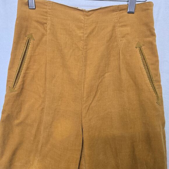 Renny Womens Vtg 90s Y2K Equestrian High Waist Corduroy Leather Riding Pants 8 - Picture 2 of 12